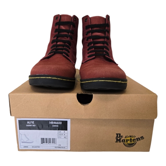 Doc Martens Alphie Cherry Red Canvas Boot Men's 9 Women's 10.5 - Picture 2 of 5